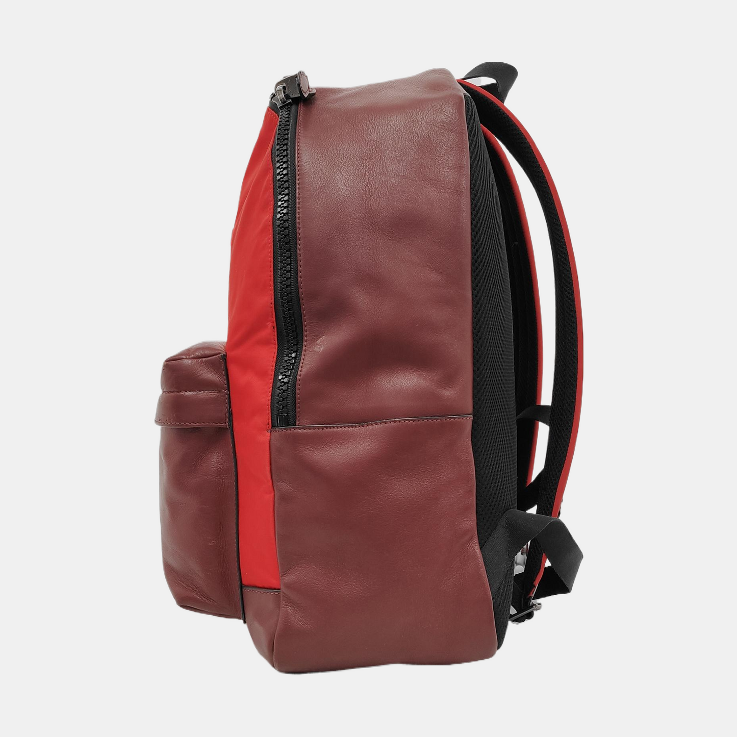 COACH CHARLESBurgundy Leather Embossed Backpack Large-(SKU)-951732413