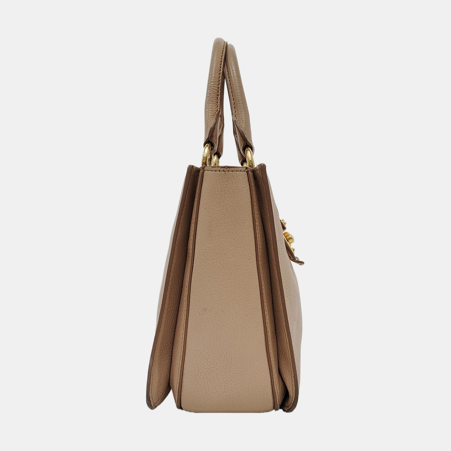 Miu Miu Tote bag Nude Pink Leather Single Shoulder Bag Tote Bag Golden hardware Removable shoulder strap-(SKU)-951760911