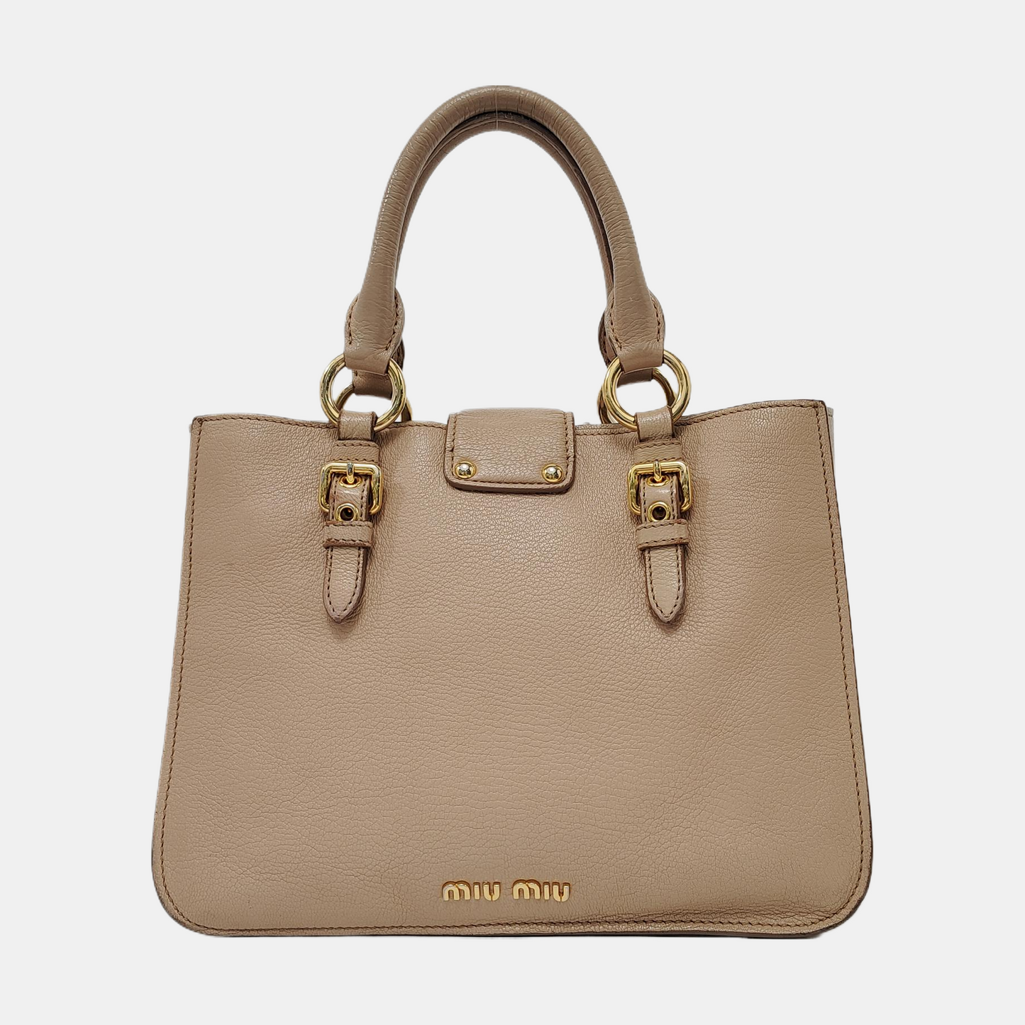 Miu Miu Tote bag Nude Pink Leather Single Shoulder Bag Tote Bag Golden hardware Removable shoulder strap-(SKU)-951760911