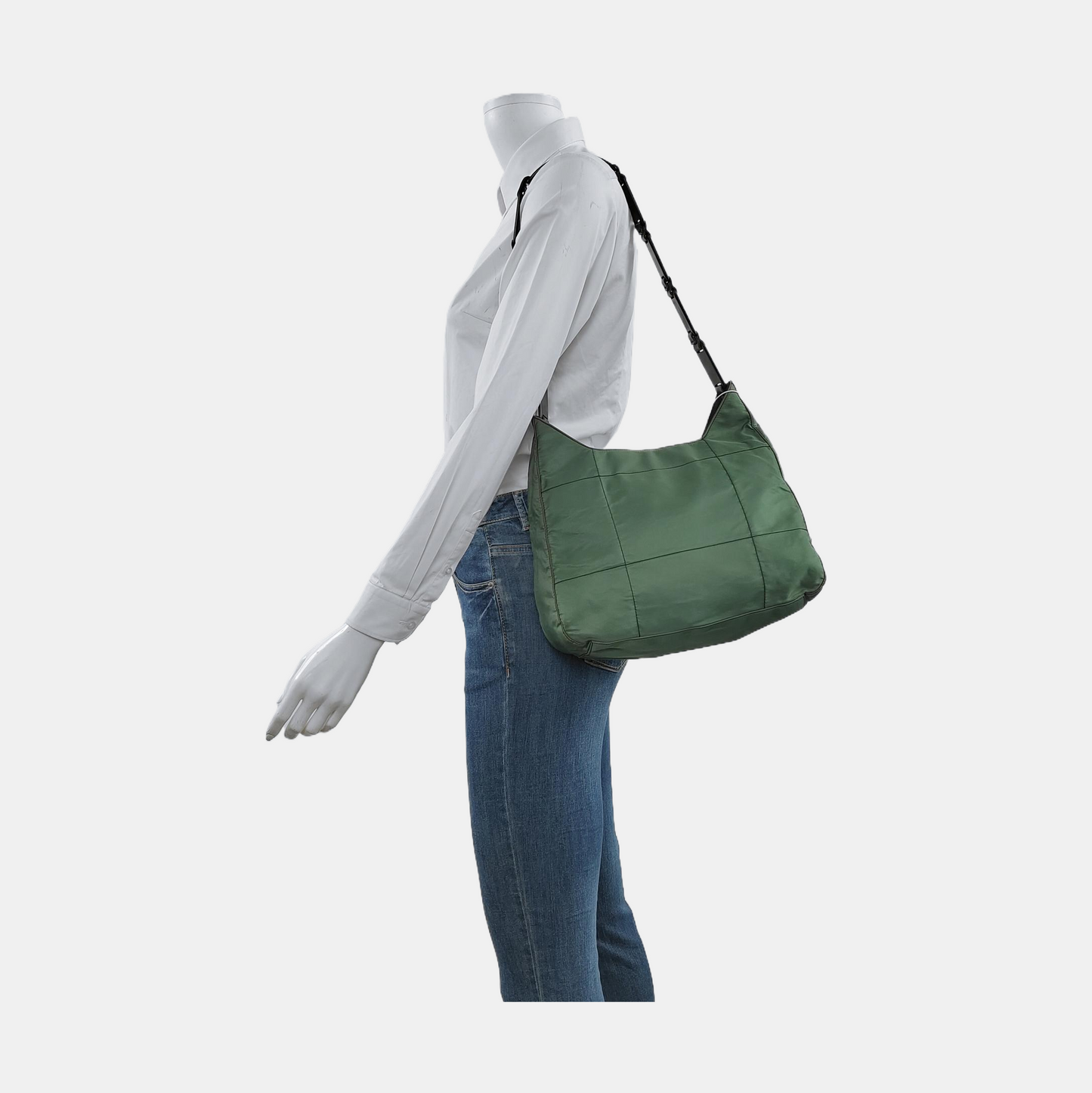 PRADA Dark green nylon single shoulder bag handbag Black hardware-(SKU)-951916972