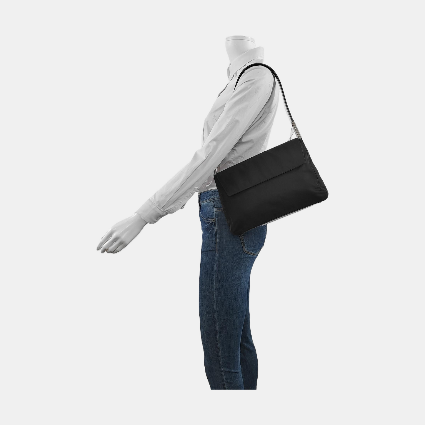 PRADA Black Nylon Single Shoulder Bag Silver Hardware-(SKU)-951945134