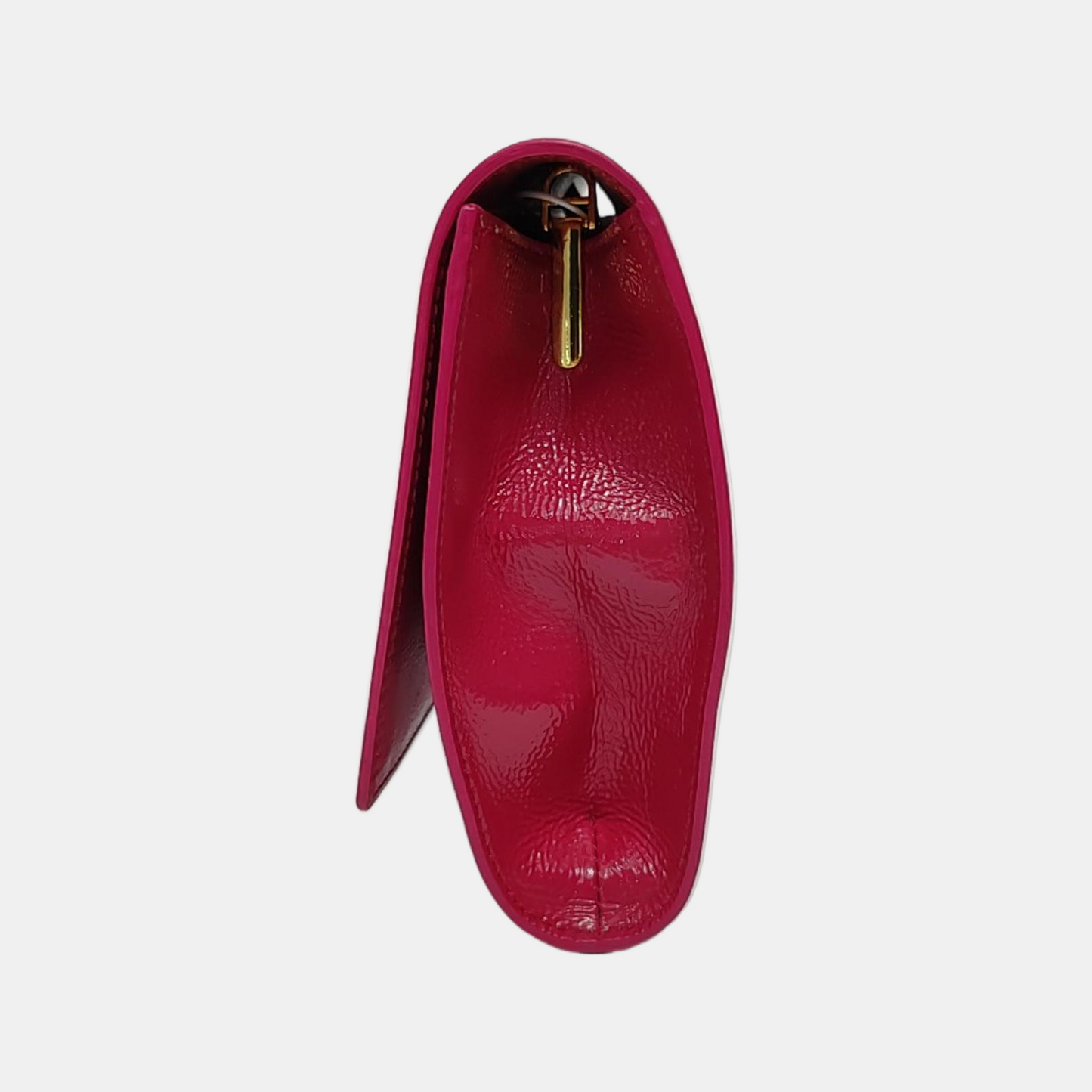 YSL BELLE JOUR Fuchsia Leather Clutch Golden hardware-(SKU)-952012951