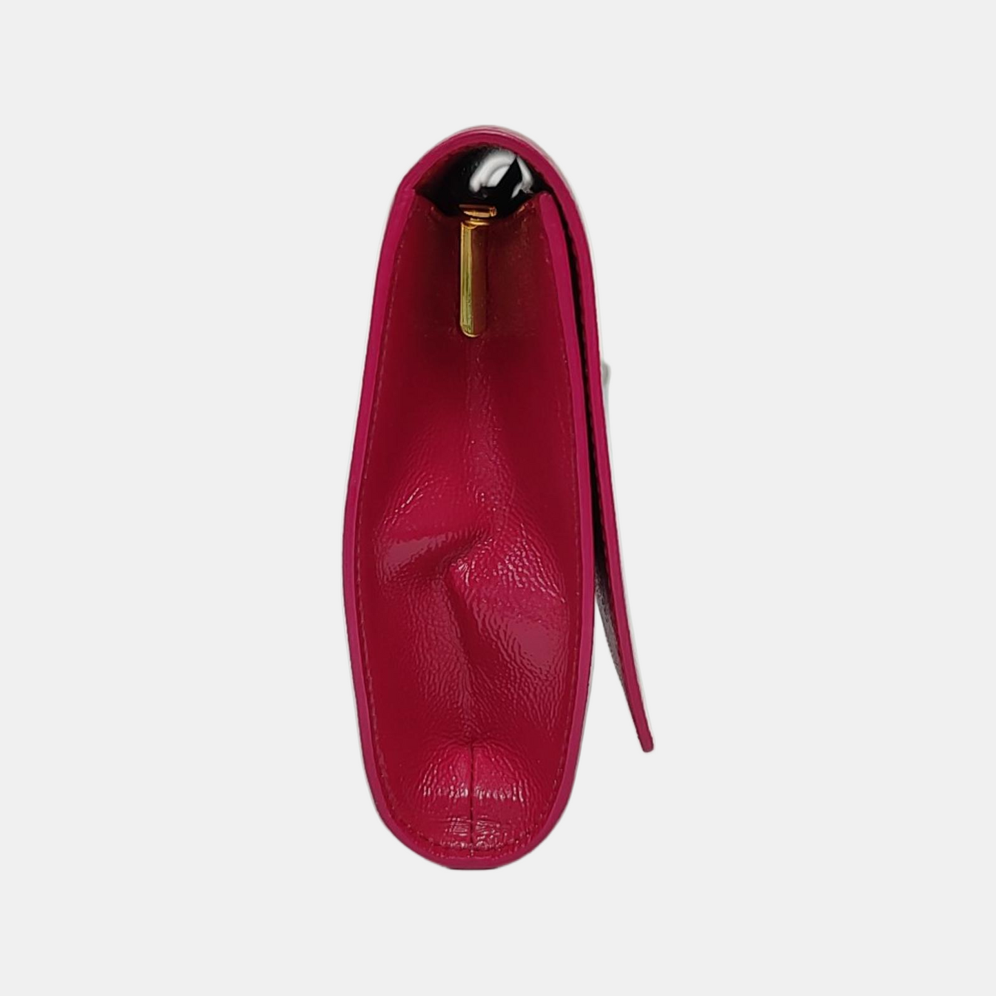 YSL BELLE JOUR Fuchsia Leather Clutch Golden hardware-(SKU)-952012951