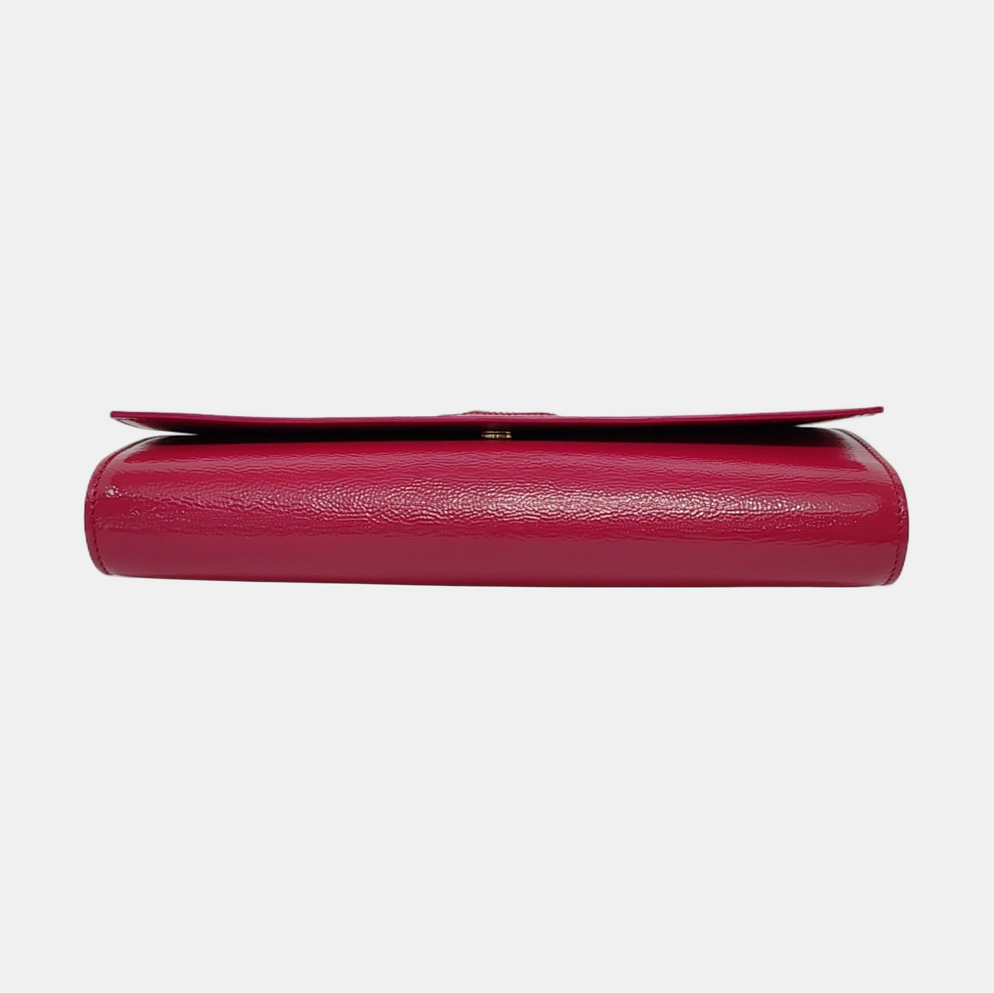 YSL BELLE JOUR Fuchsia Leather Clutch Golden hardware-(SKU)-952012951