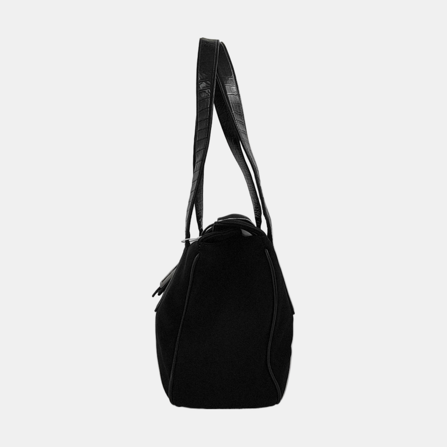 FERRAGAMO Black Fabric Single Shoulder Bag Handbag Silver Hardware-(SKU)-951936127