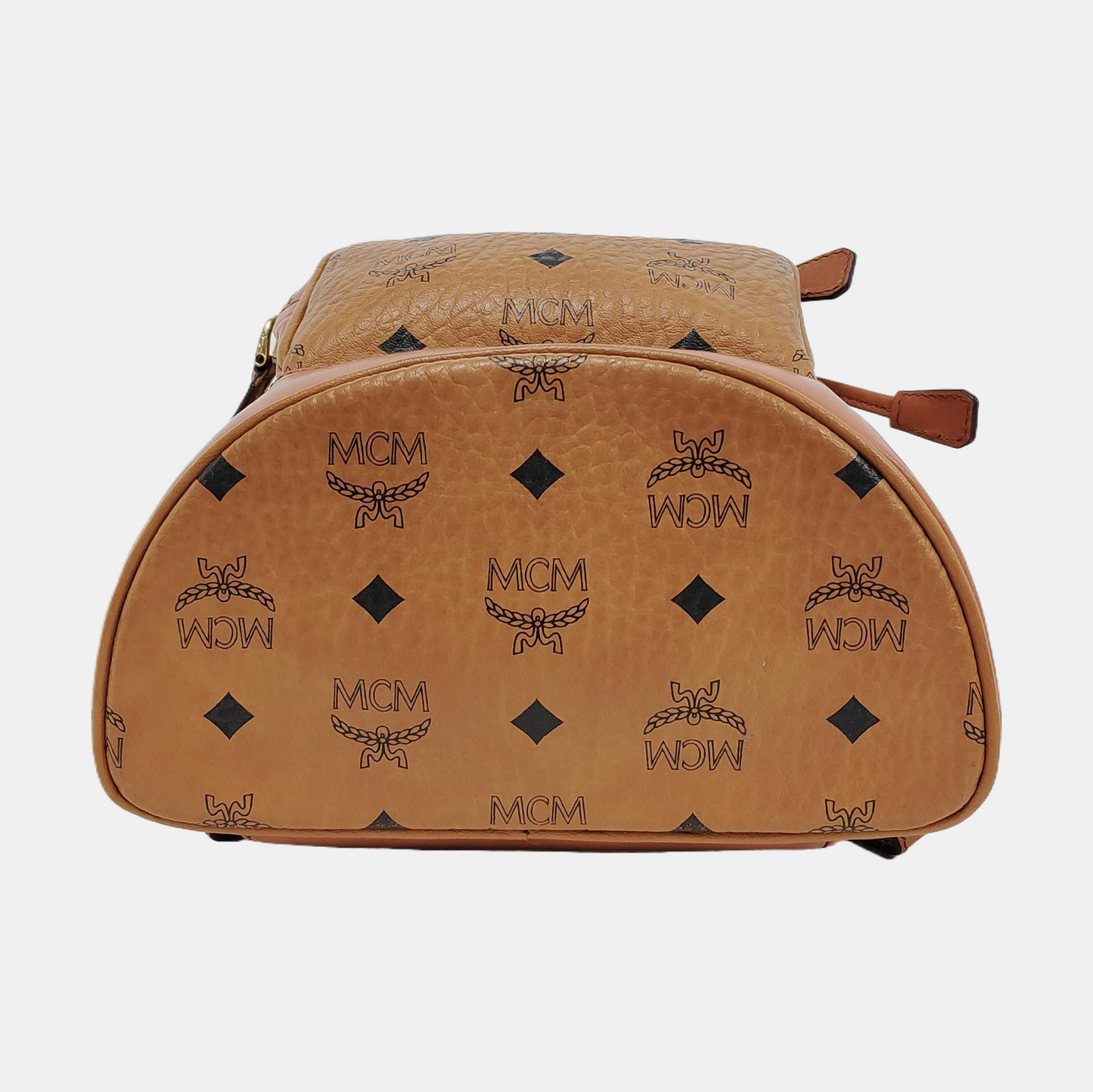 MCM Cognac Coated Canvas Monogrammed Backpack Golden hardware-(SKU)-951930001