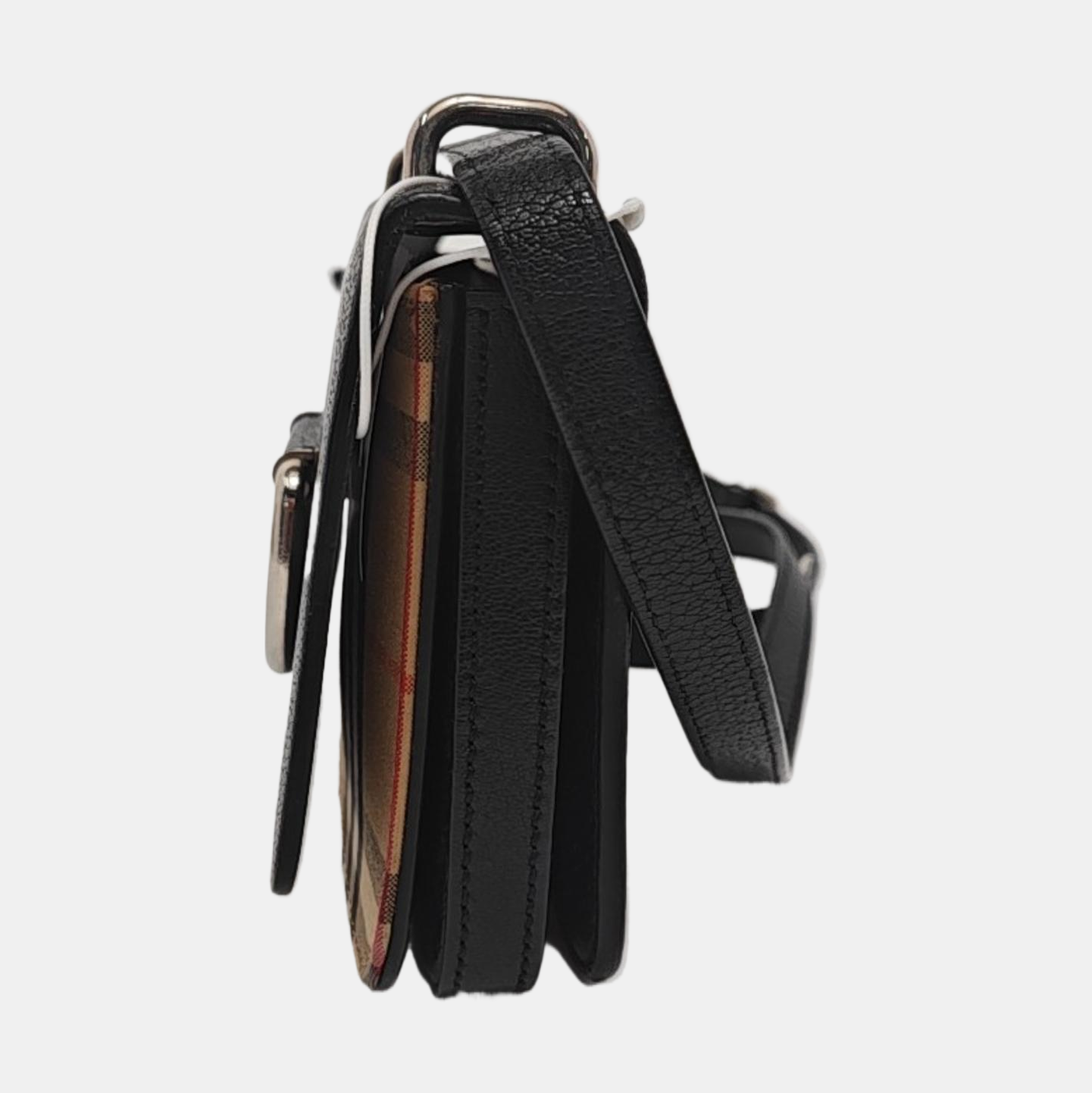 BURBERRY D-Ring mini Black leather crossbody single shoulder bag handbag Silver Hardware Removable shoulder strap-(SKU)-951874006