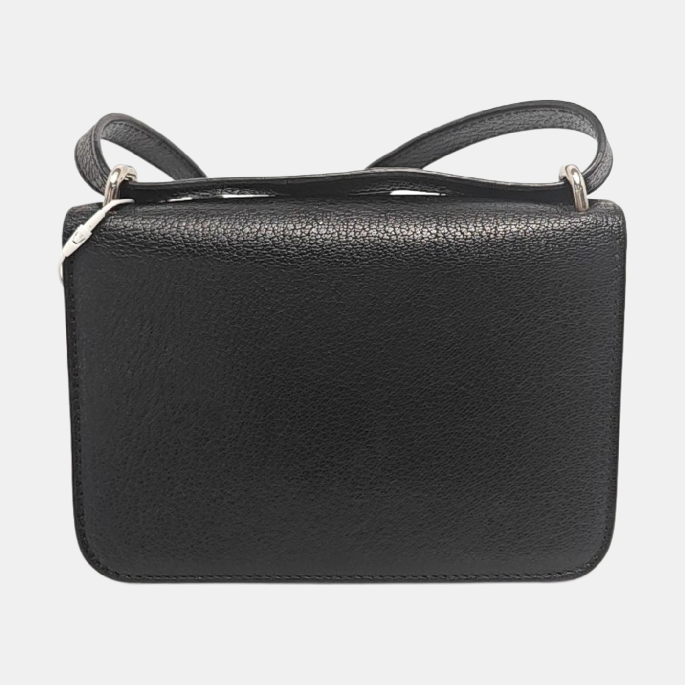 BURBERRY D-Ring mini Black leather crossbody single shoulder bag handbag Silver Hardware Removable shoulder strap-(SKU)-951874006