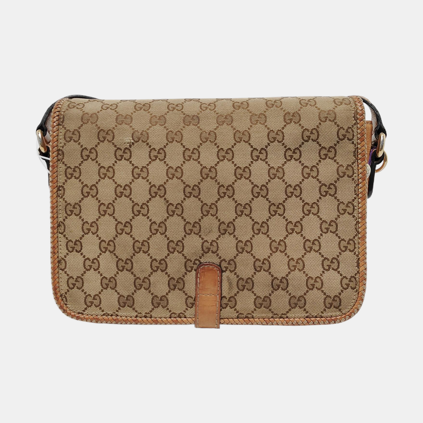 GUCCI Trunk Brown Canvas Monogrammed Crossbody Shoulder Bag Golden hardware-(SKU)-951960064