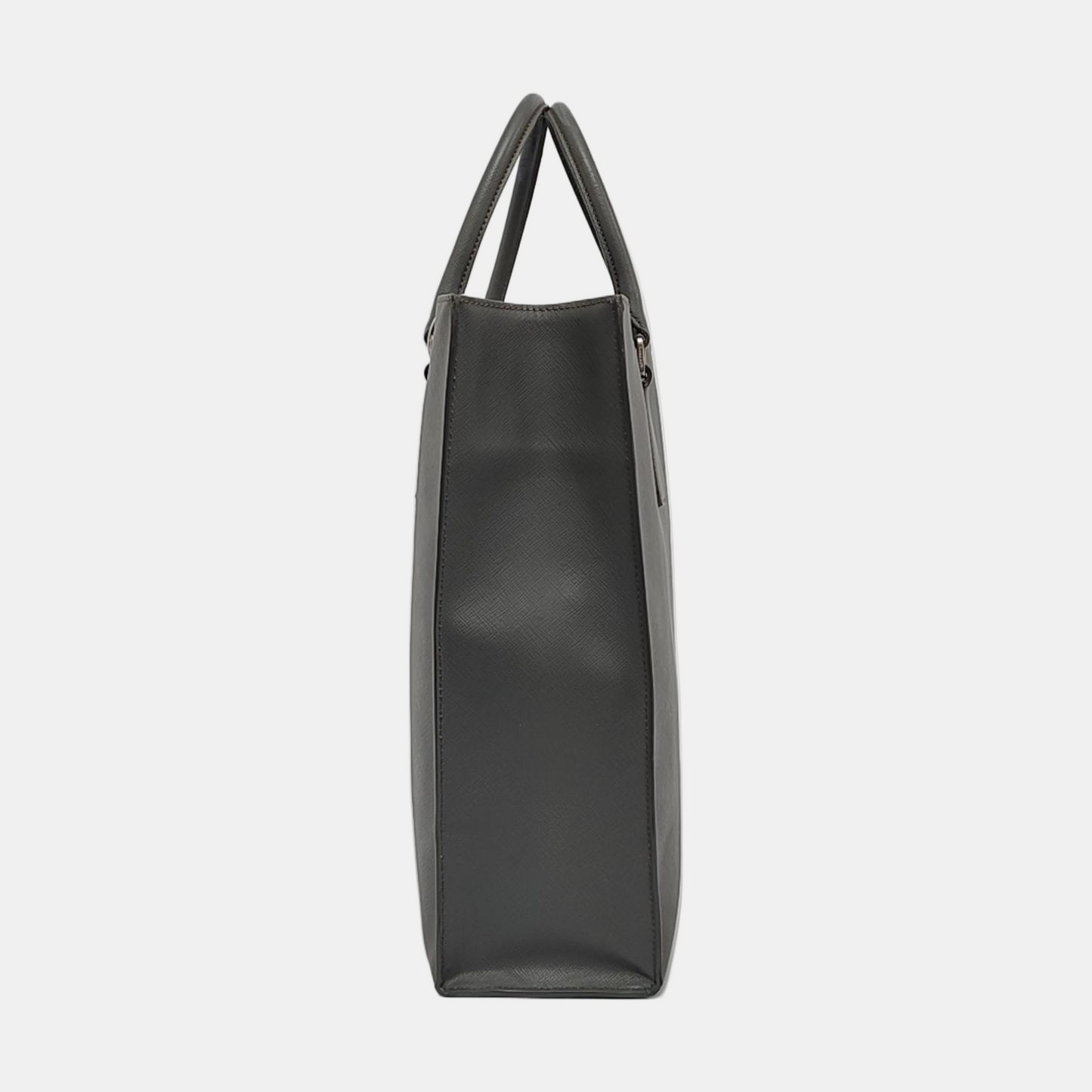 PRADA Tote bag Gray Cowhide Crosshatch Pattern Handbag, Single Shoulder Bag, Crossbody Ruthenium color hardware-(SKU)-951947159