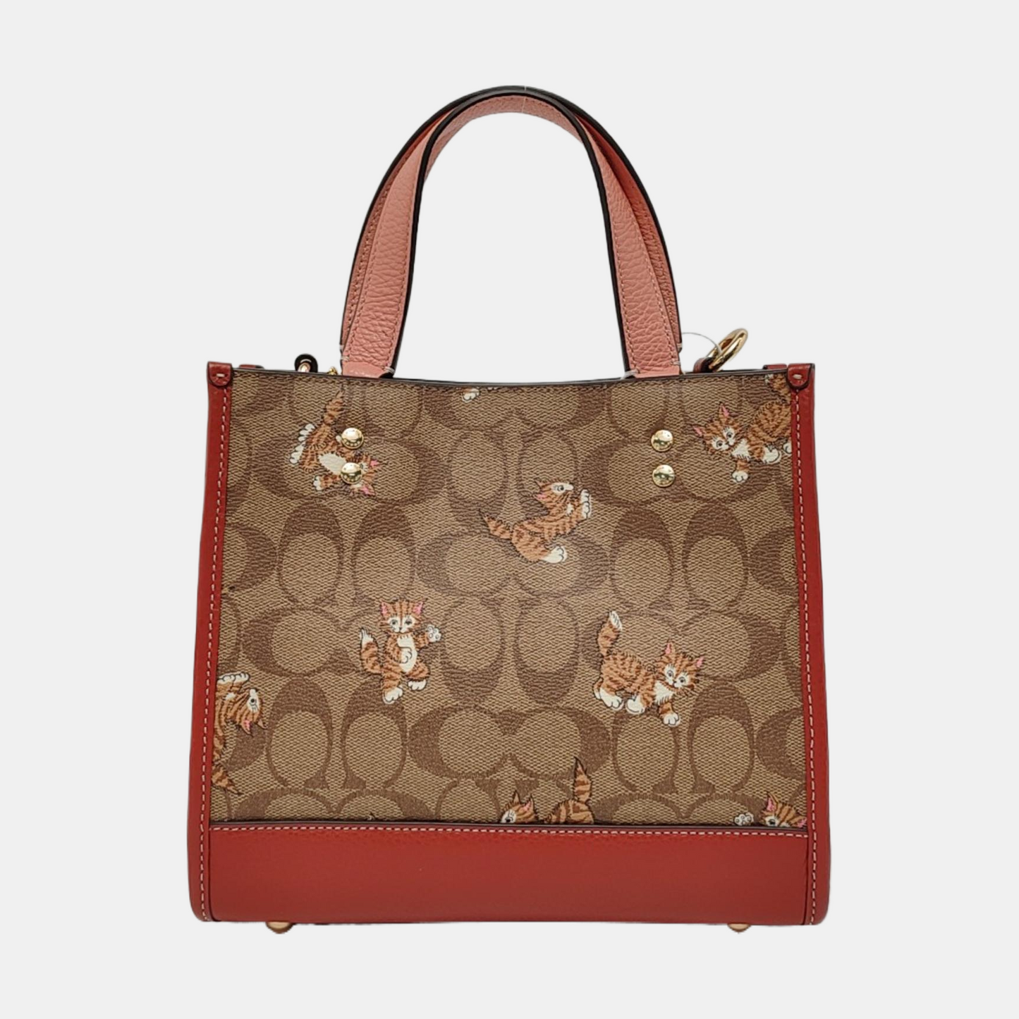 COACH DEMPSEY 22 Khaki Coated Canvas Monogrammed Jacquard Single Shoulder Bag Crossbody Tote Golden hardware Removable shoulder strap-(SKU)-952095705