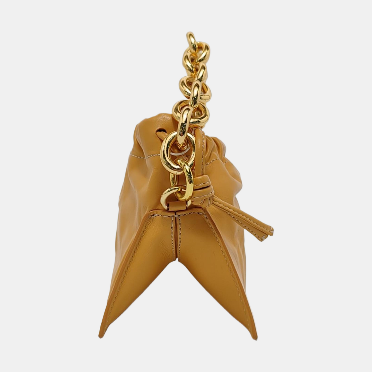 Yuzefi Bom Ginger yellow cowhide single shoulder bag crossbody handbag Golden hardware Removable shoulder strap-(SKU)-952016296