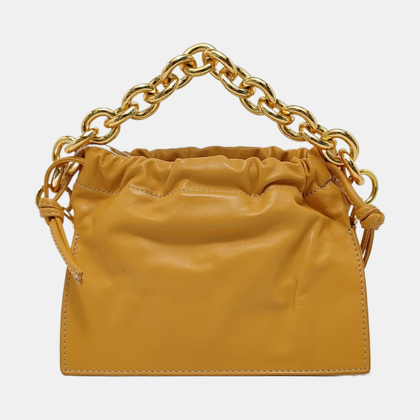 Yuzefi Bom Ginger yellow cowhide single shoulder bag crossbody handbag Golden hardware Removable shoulder strap-(SKU)-952016296