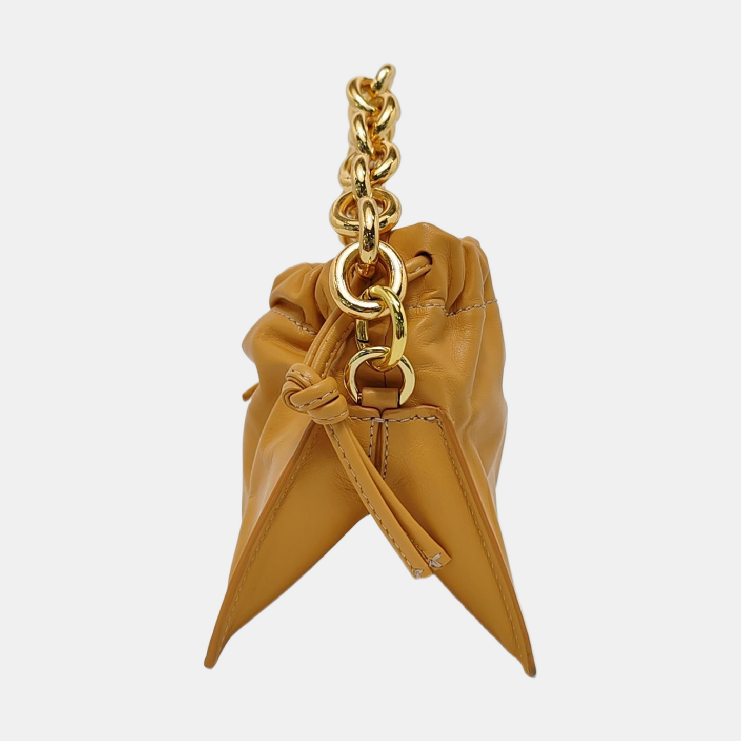 Yuzefi Bom Ginger yellow cowhide single shoulder bag crossbody handbag Golden hardware Removable shoulder strap-(SKU)-952016296