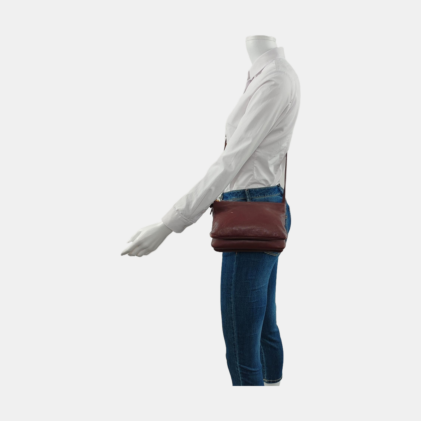 CELINE TRIO Small size Burgundy Lamb Skin Single Shoulder Bag Crossbody Golden hardware-(SKU)-952278283