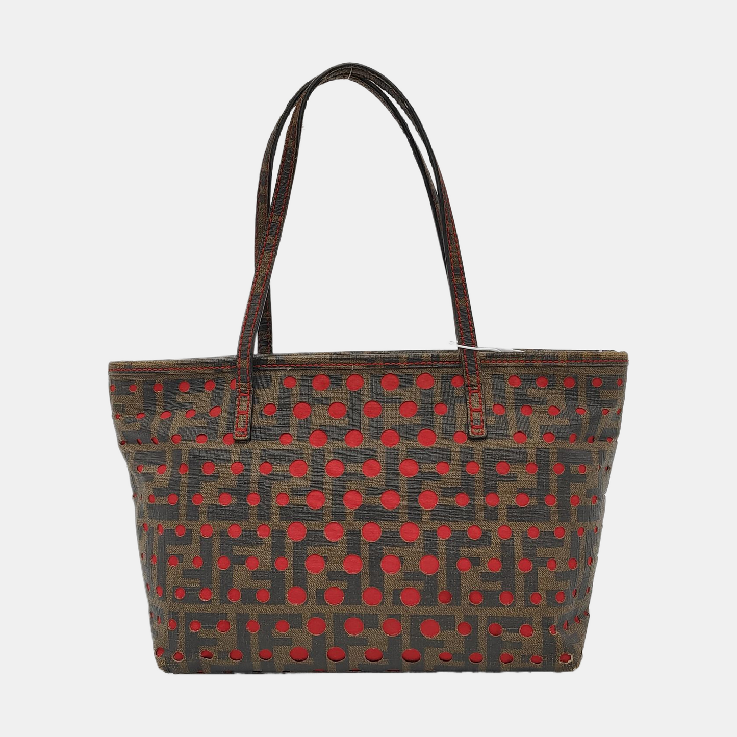FENDI Tote bag 棕色织物双FHandheld包 Golden hardware-(SKU)-951940750