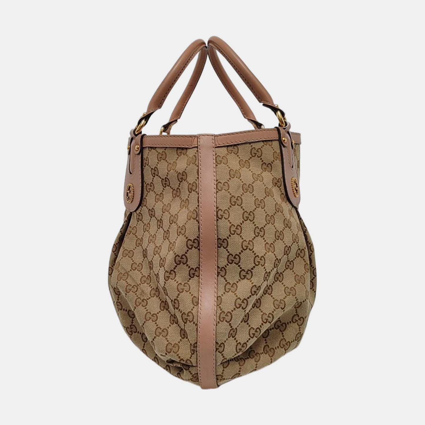 GUCCI Sukey Khaki Canvas Monogram Tote Bag Single Shoulder Bag Golden hardware-(SKU)-951940083