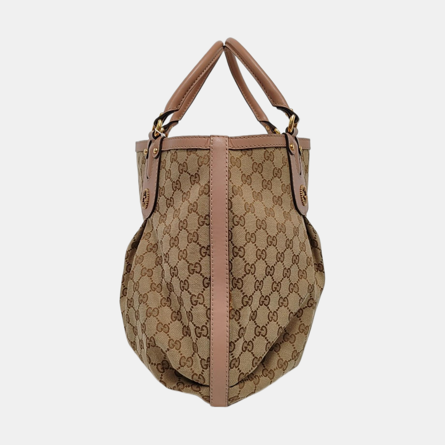 GUCCI Sukey Khaki Canvas Monogram Tote Bag Single Shoulder Bag Golden hardware-(SKU)-951940083