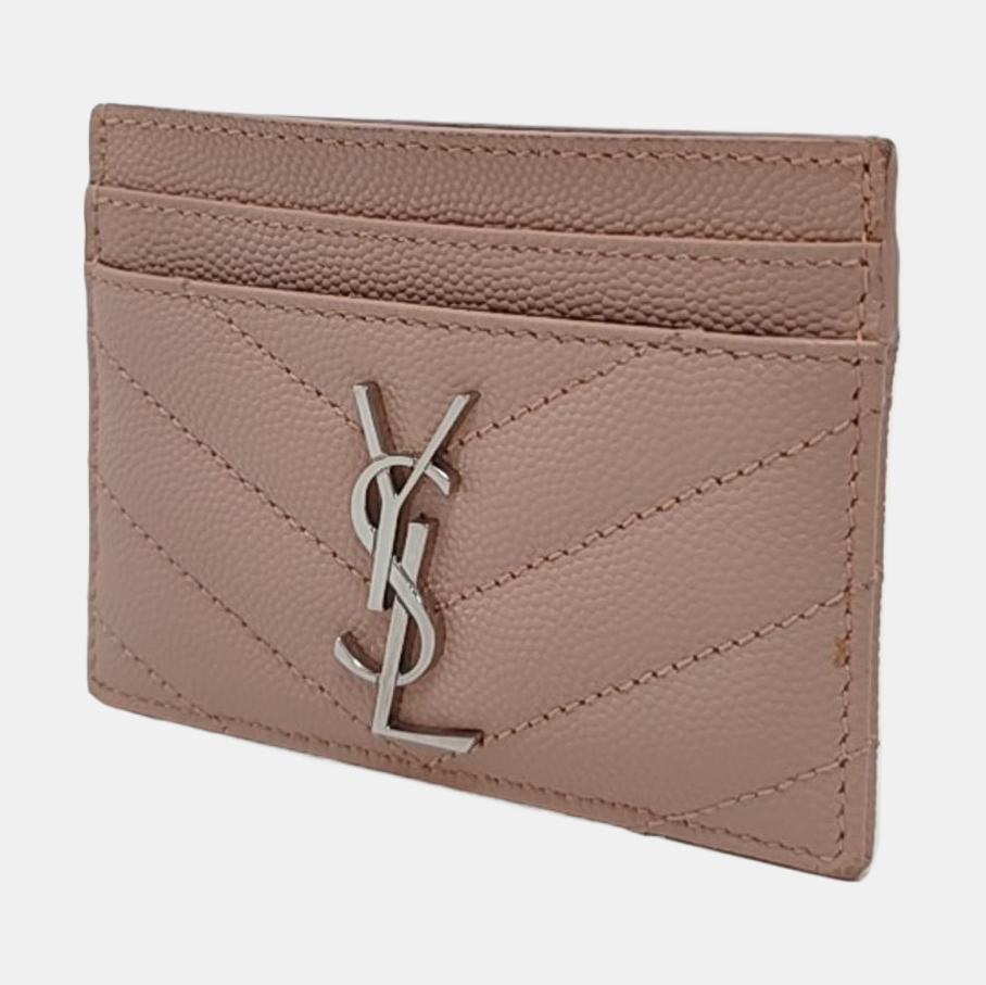 YSL MONOGRAM Pink Cowhide Card Case Silver Hardware-(SKU)-952265128