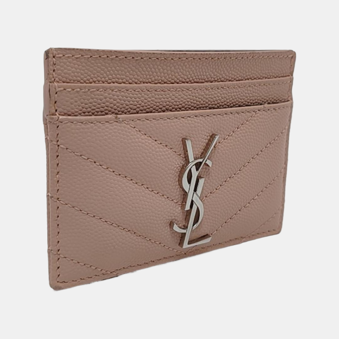 YSL MONOGRAM Pink Cowhide Card Case Silver Hardware-(SKU)-952265128