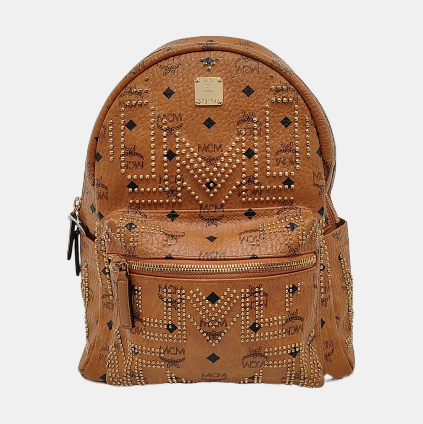 MCM STARK Yellow Coated Canvas Studs Printed Backpack-(SKU)-952171240
