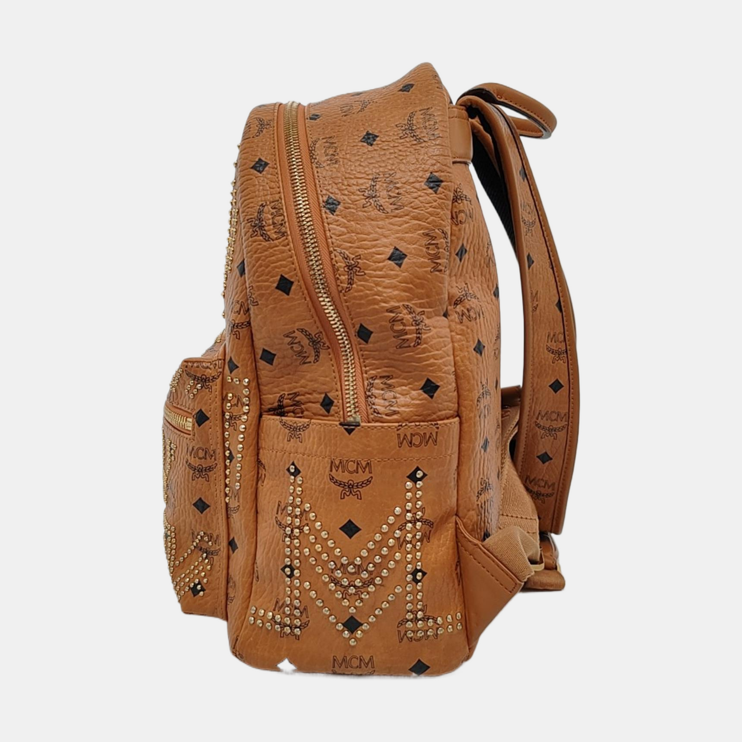 MCM STARK Yellow Coated Canvas Studs Printed Backpack-(SKU)-952171240