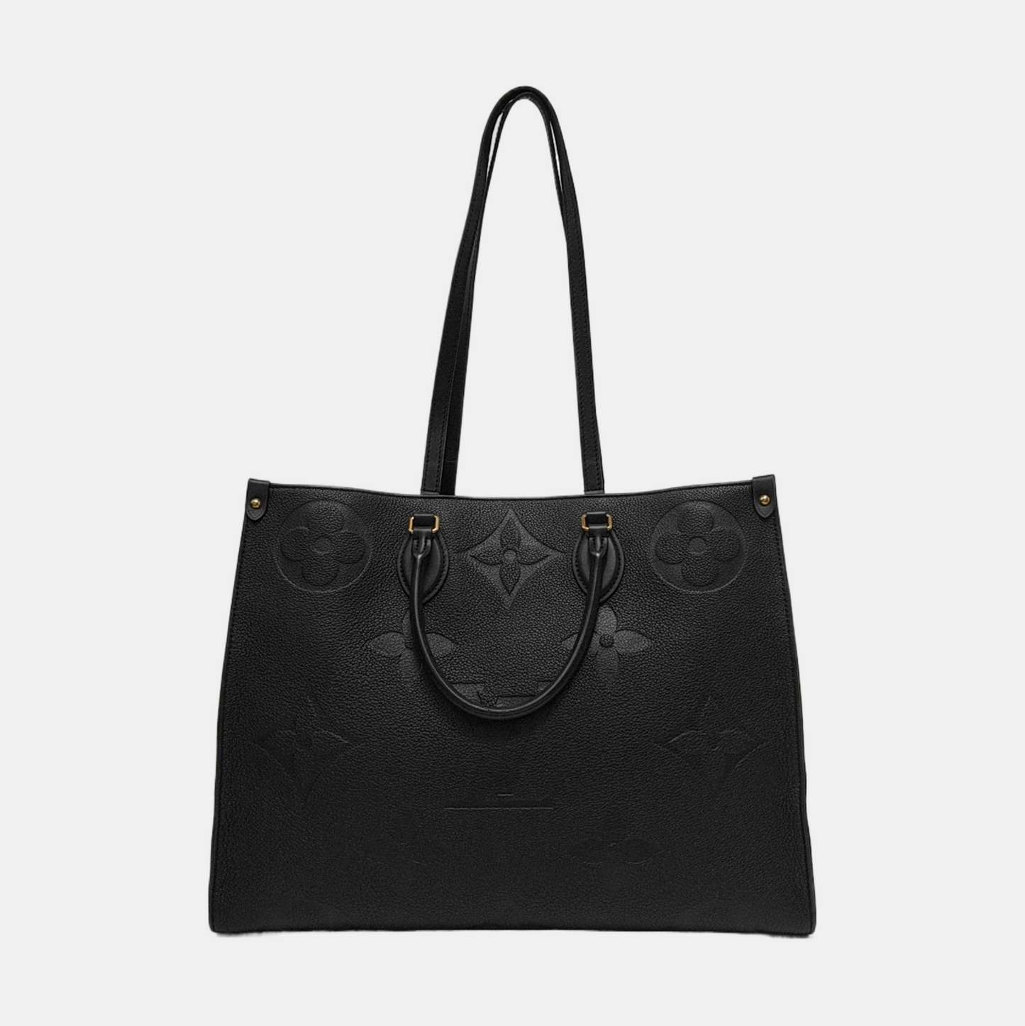 LOUIS VUITTON ONTHEGO Large Black Leather Monogram Embossed Jungle Bag Single Shoulder Bag Tote Bag Golden Hardware-(SKU)-952108425