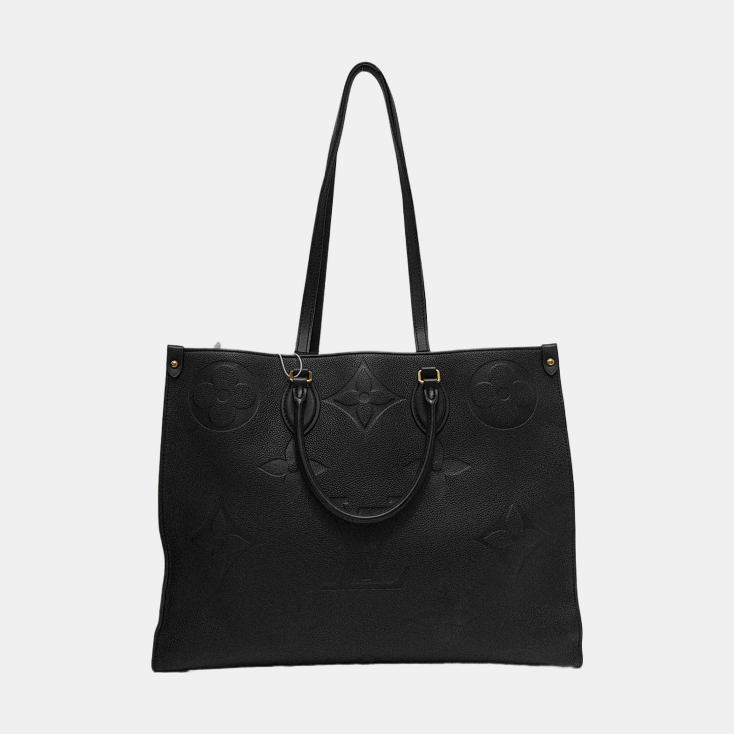 LOUIS VUITTON ONTHEGO Large Black Leather Monogram Embossed Jungle Bag Single Shoulder Bag Tote Bag Golden Hardware-(SKU)-952108425