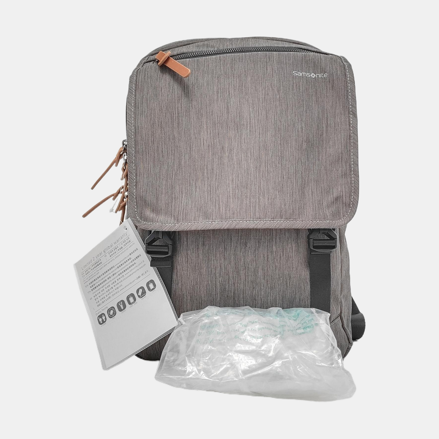 Samsonite Dark Gray Fabric Backpack Ruthenium color hardware-(SKU)-952153767