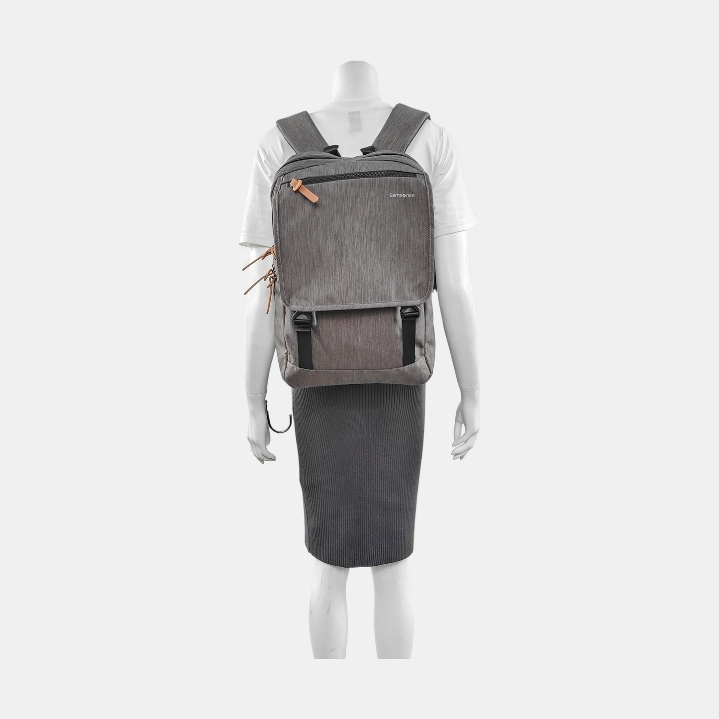 Samsonite Dark Gray Fabric Backpack Ruthenium color hardware-(SKU)-952153767