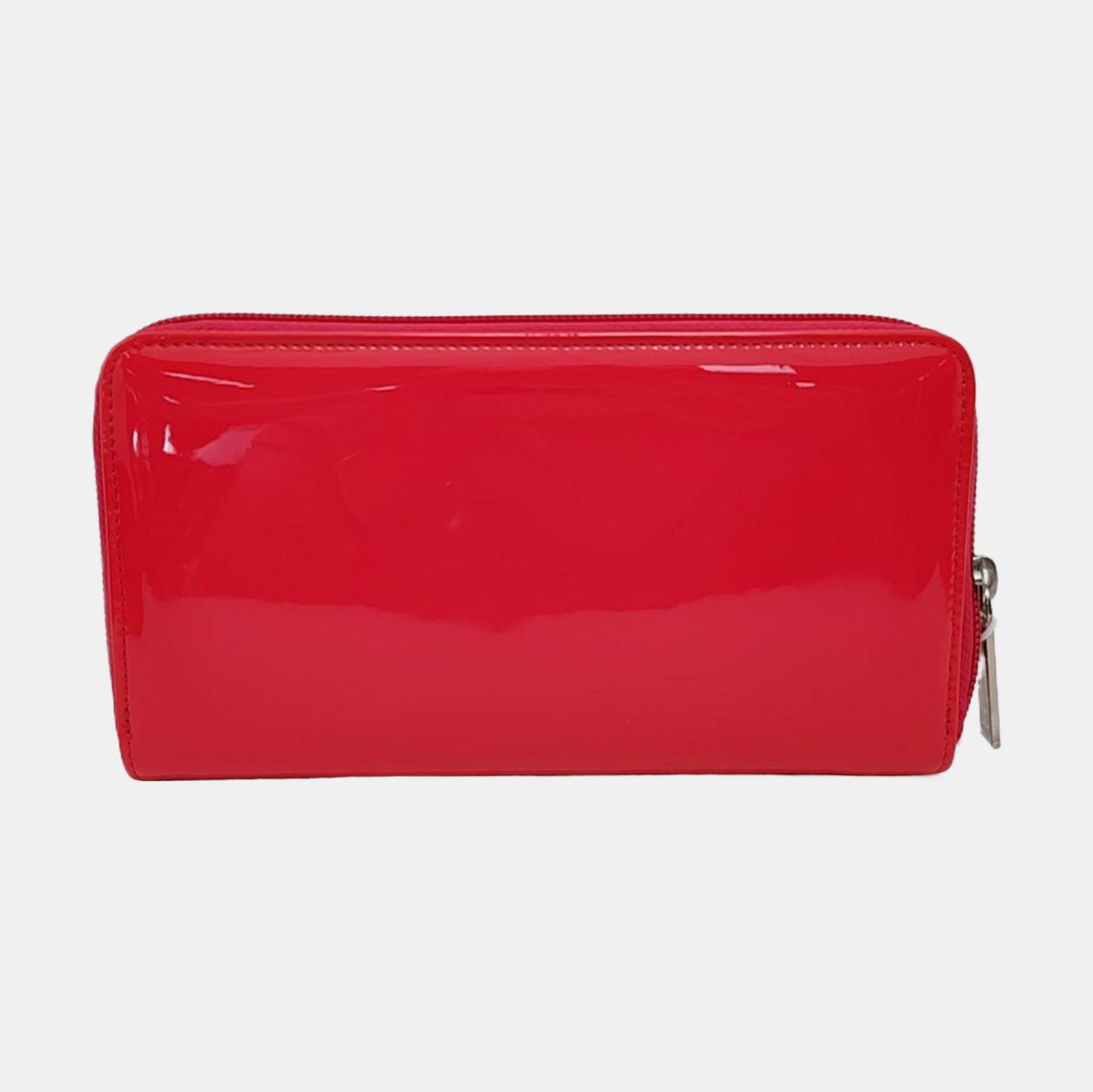 CHANEL CIRCLED CC Pink Red Patent Leather Wallet Silver Hardware 17nan-(SKU)-951860808