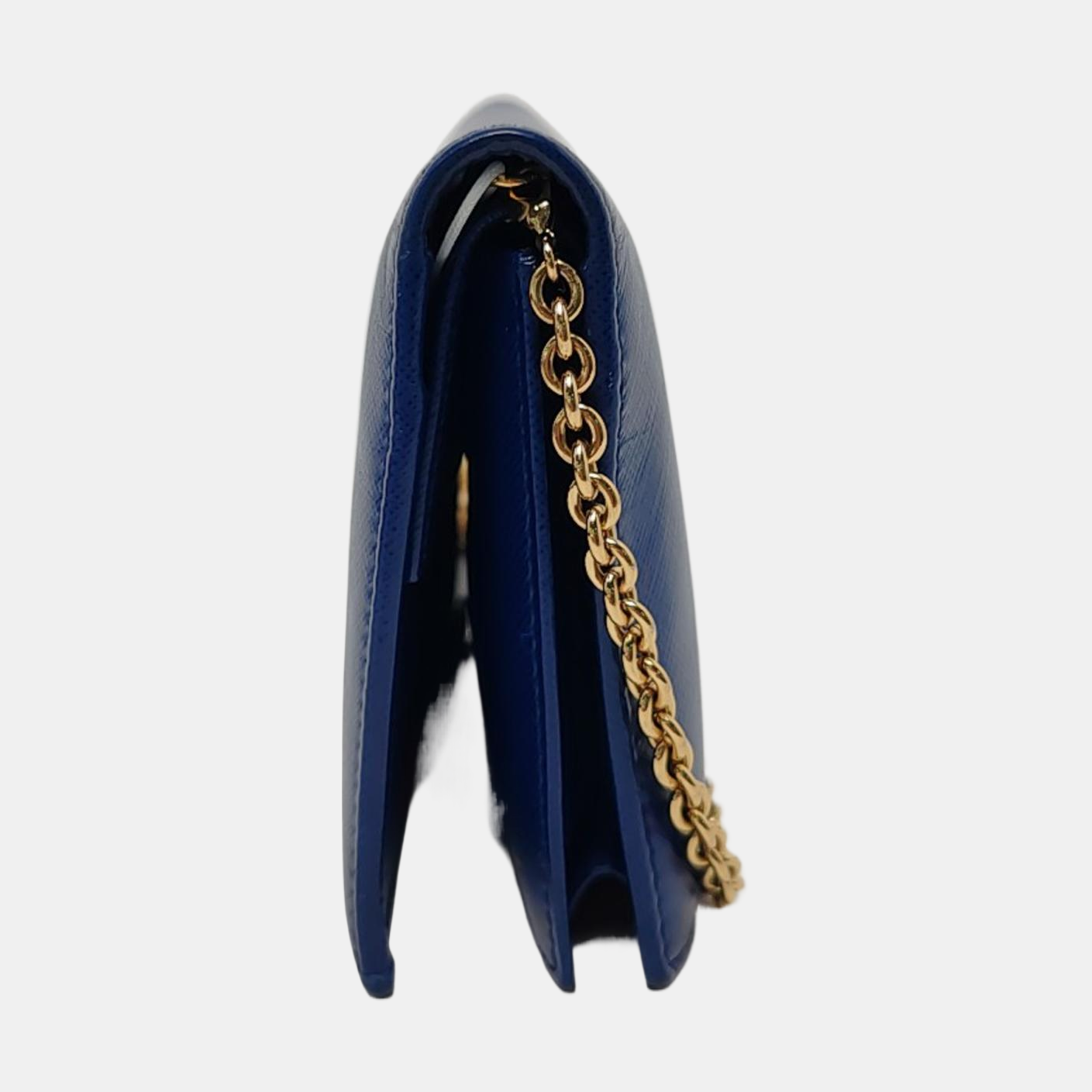 FERRAGAMO Ginny Blue Cowhide Crossbody Bag Golden hardware Removable shoulder strap-(SKU)-952268528