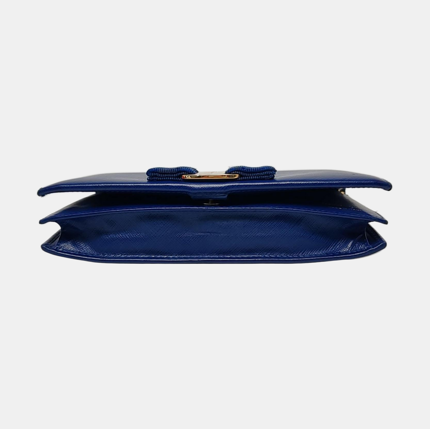 FERRAGAMO Ginny Blue Cowhide Crossbody Bag Golden hardware Removable shoulder strap-(SKU)-952268528