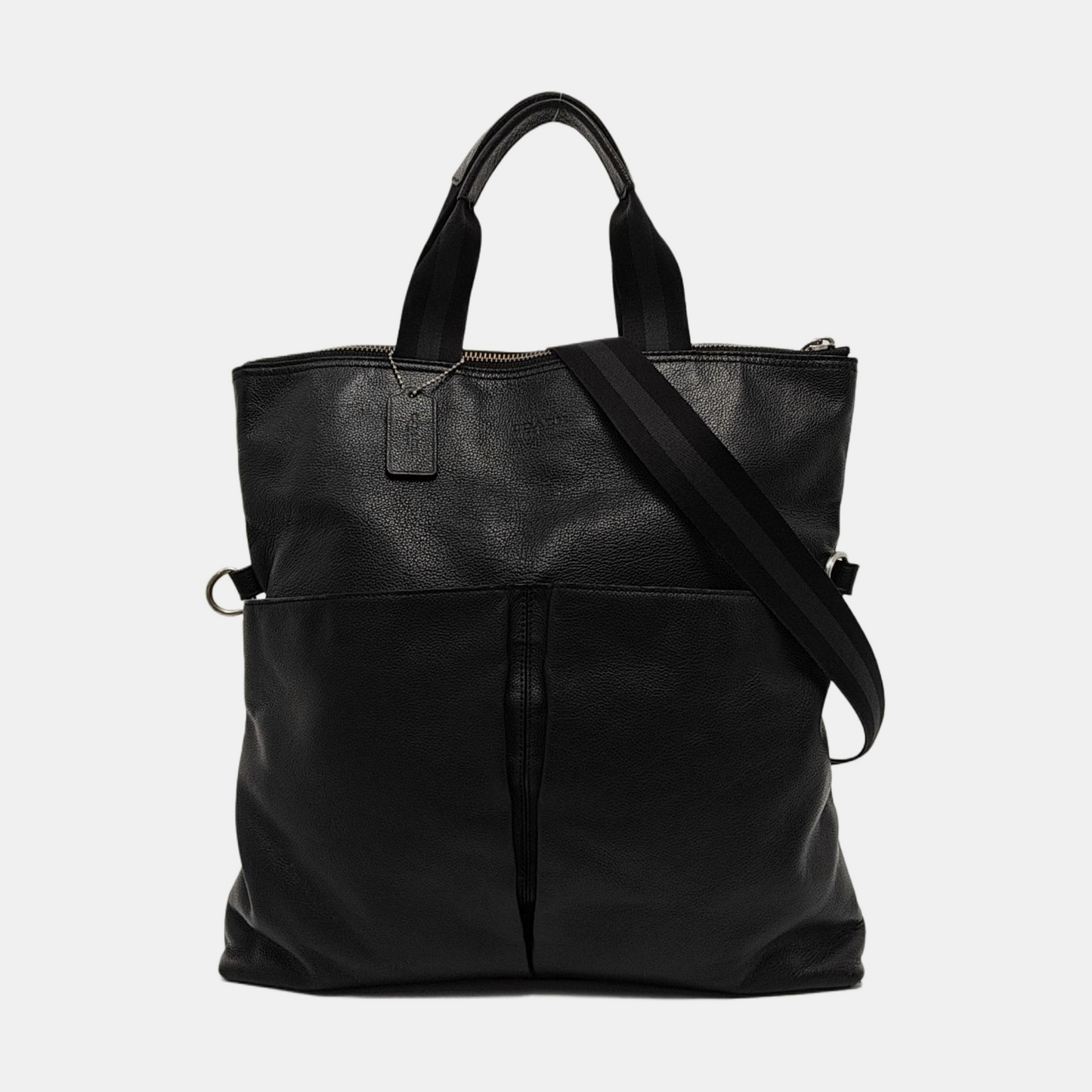 COACH Black Cowhide Single Shoulder Bag Sling Bag Tote Silver Hardware Removable shoulder strap-(SKU)-951940075
