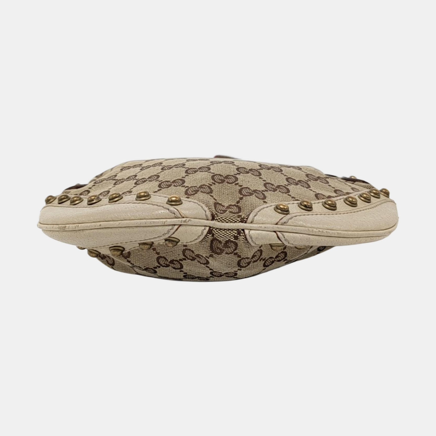 GUCCI Pelham Khaki Fabric Monogram Rivets Shoulder Bag Tote Bag Golden hardware-(SKU)-952072335