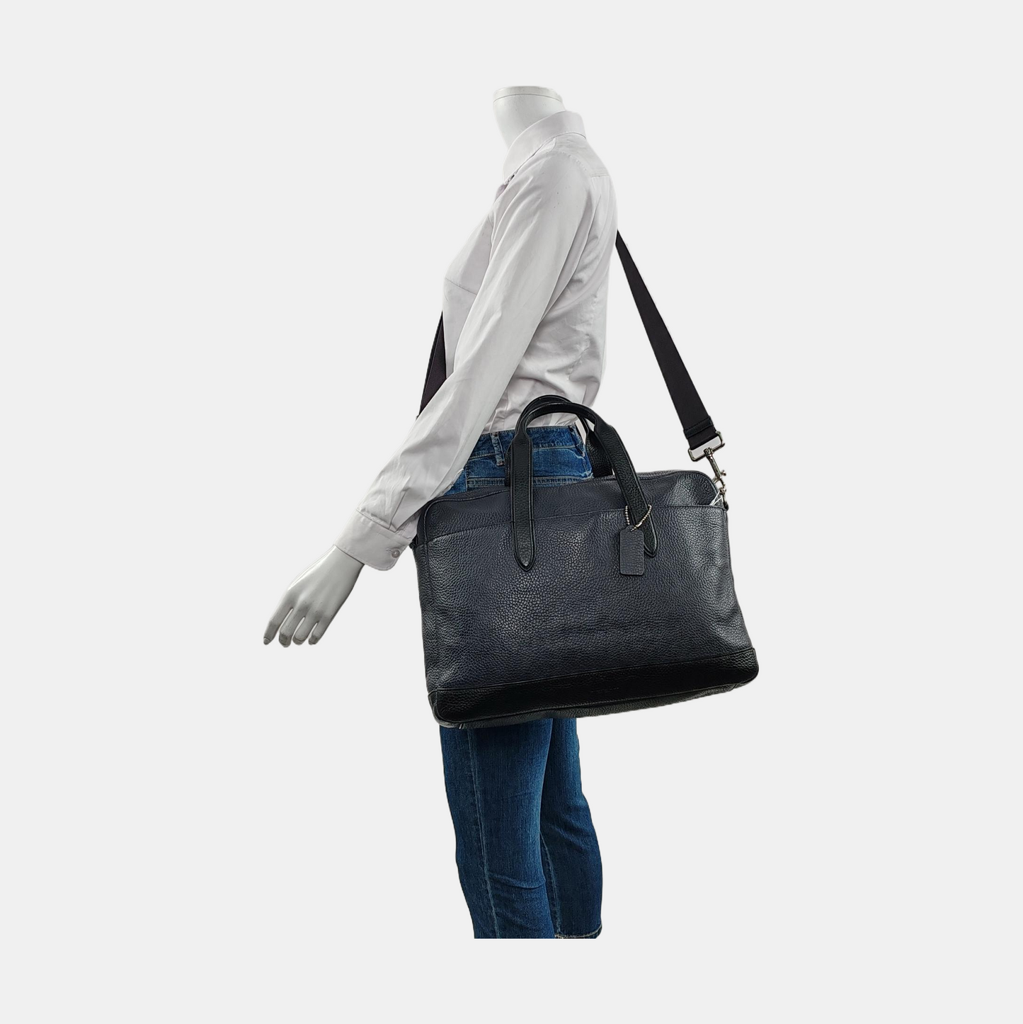 COACH Black Leather Single Shoulder Bag Silver Hardware Removable shoulder strap-(SKU)-951908313