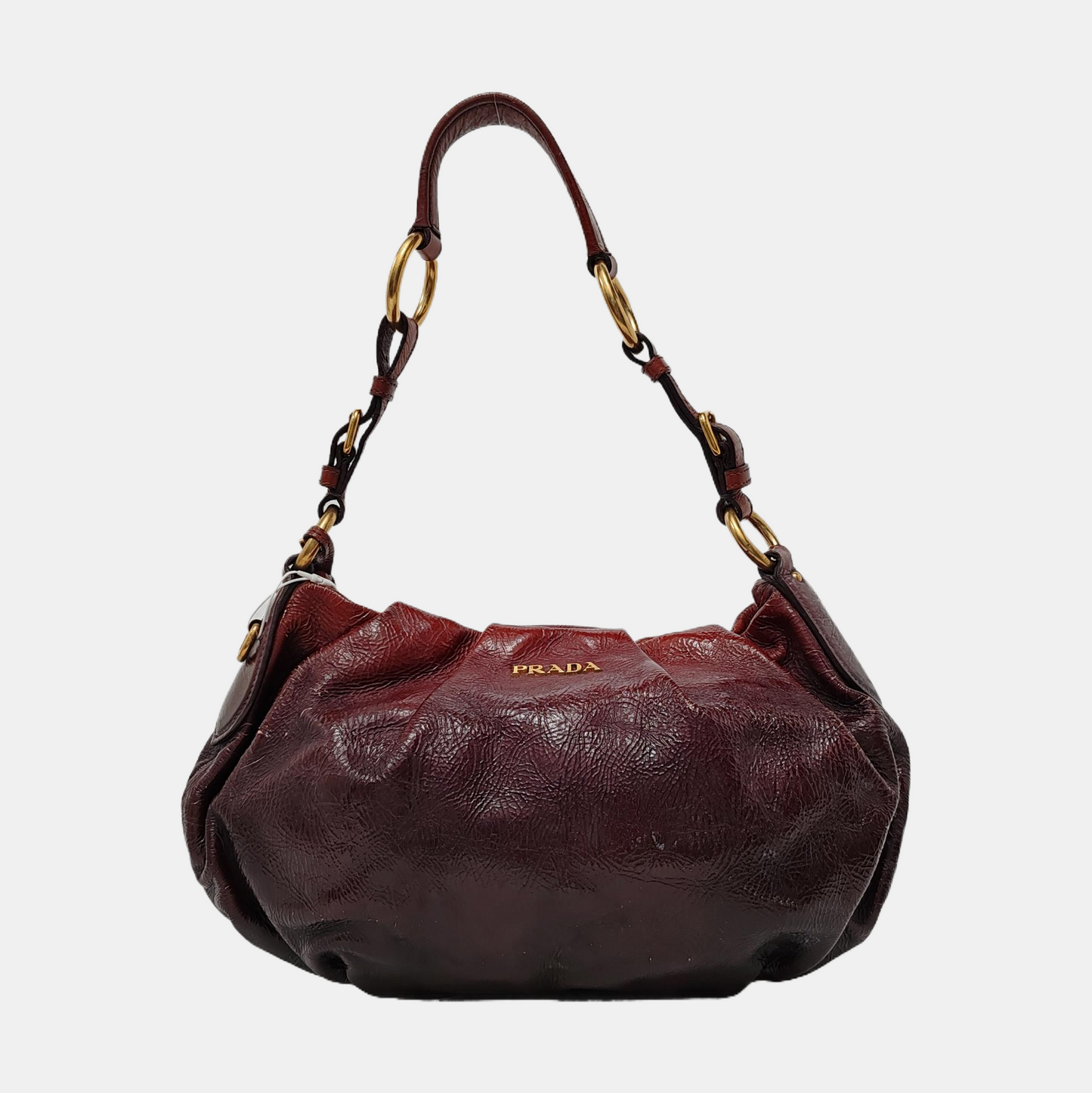 PRADA Medium size Brown Patent Leather Shoulder Bag Golden hardware-(SKU)-944510090