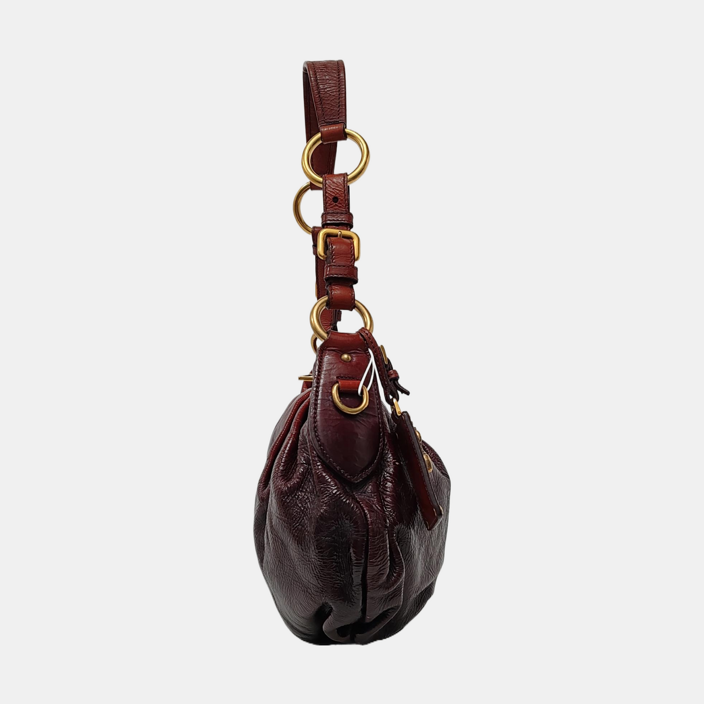 PRADA Medium size Brown Patent Leather Shoulder Bag Golden hardware-(SKU)-944510090