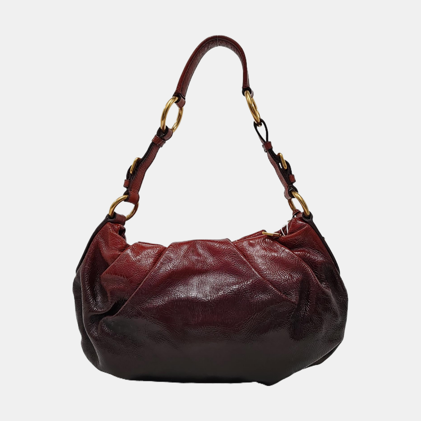 PRADA Medium size Brown Patent Leather Shoulder Bag Golden hardware-(SKU)-944510090