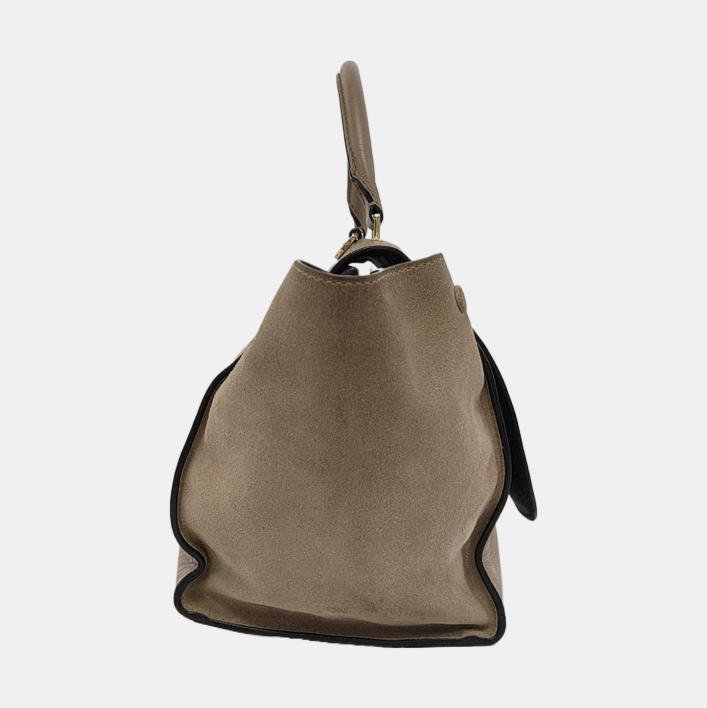 CELINE TRAPEZE Medium size Khaki Cowhide Hammock Bag, Shoulder Bag, Handbag Golden hardware Removable shoulder strap-(SKU)-952129891