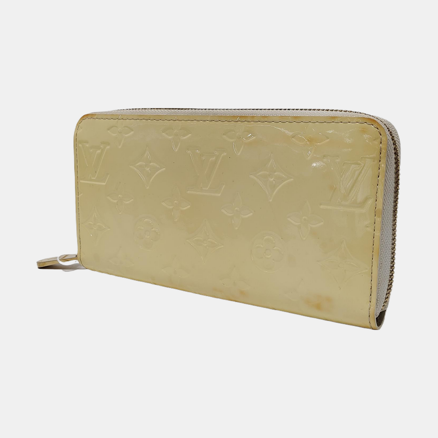 LOUIS VUITTON Yellow Patent Leather Embossed Wallet Golden hardware-(SKU)-952291694