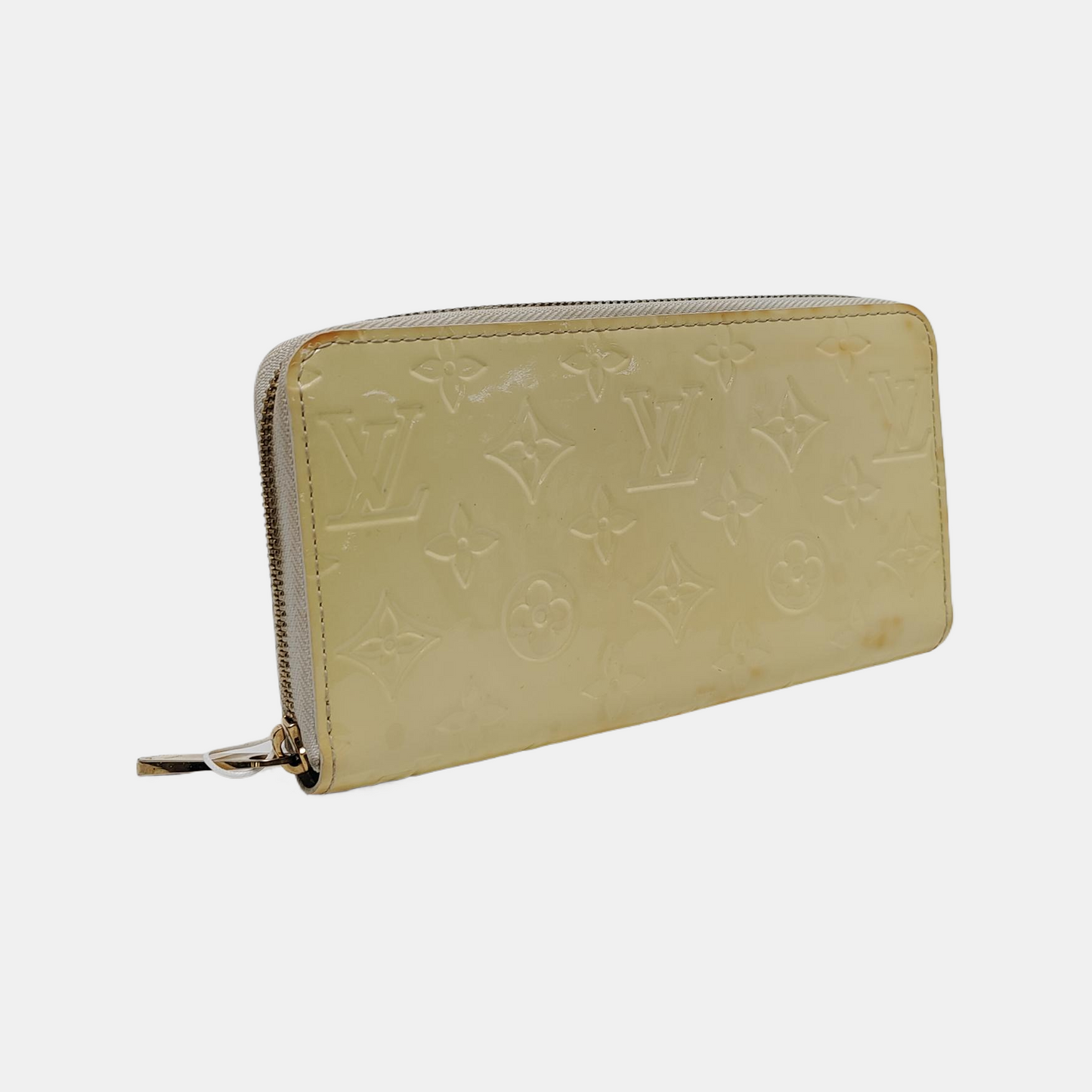 LOUIS VUITTON Yellow Patent Leather Embossed Wallet Golden hardware-(SKU)-952291694