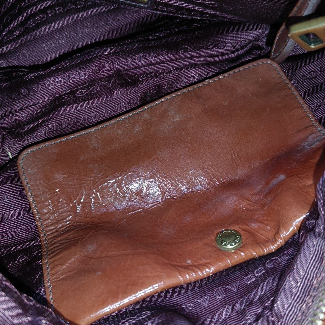 PRADA Medium size Brown Patent Leather Shoulder Bag Golden hardware-(SKU)-944510090