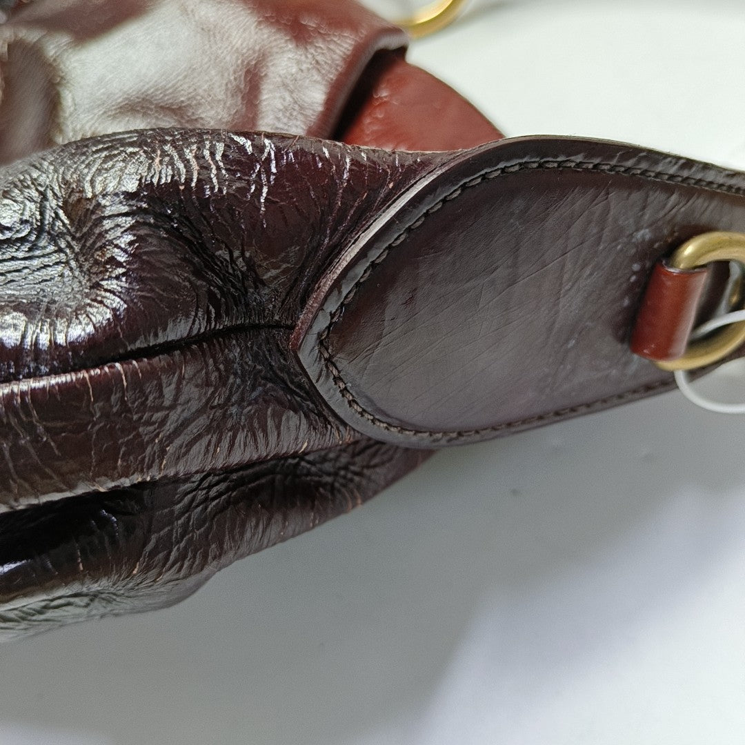 PRADA Medium size Brown Patent Leather Shoulder Bag Golden hardware-(SKU)-944510090