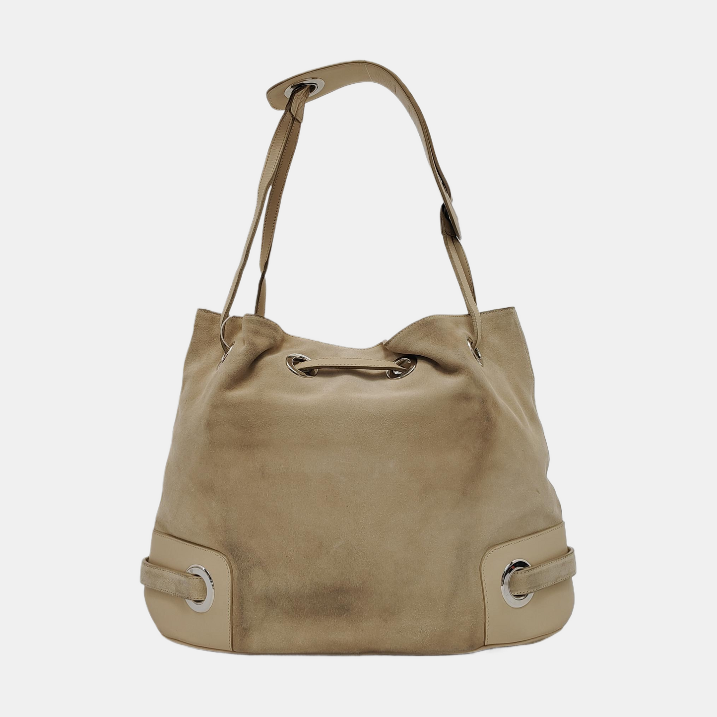 BALLY Tote bag Beige Suede Single Shoulder Tote Bag Silver Hardware-(SKU)-952425737