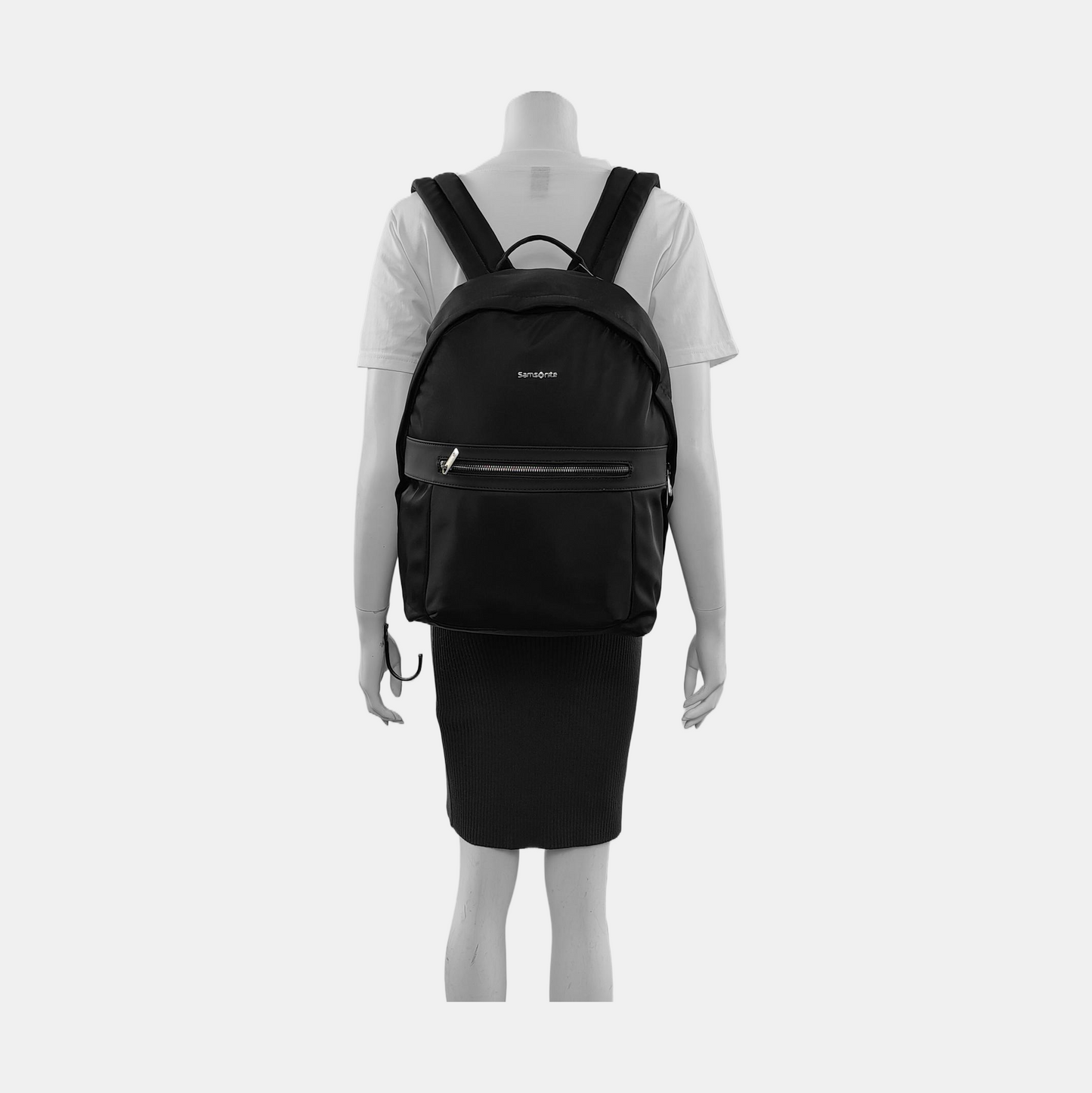 Samsonite Black Nylon Backpack Silver Hardware-(SKU)-952152418