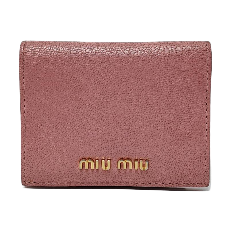 Miu Miu Nude Pink Leather Card Case Golden hardware-(SKU)-952226912