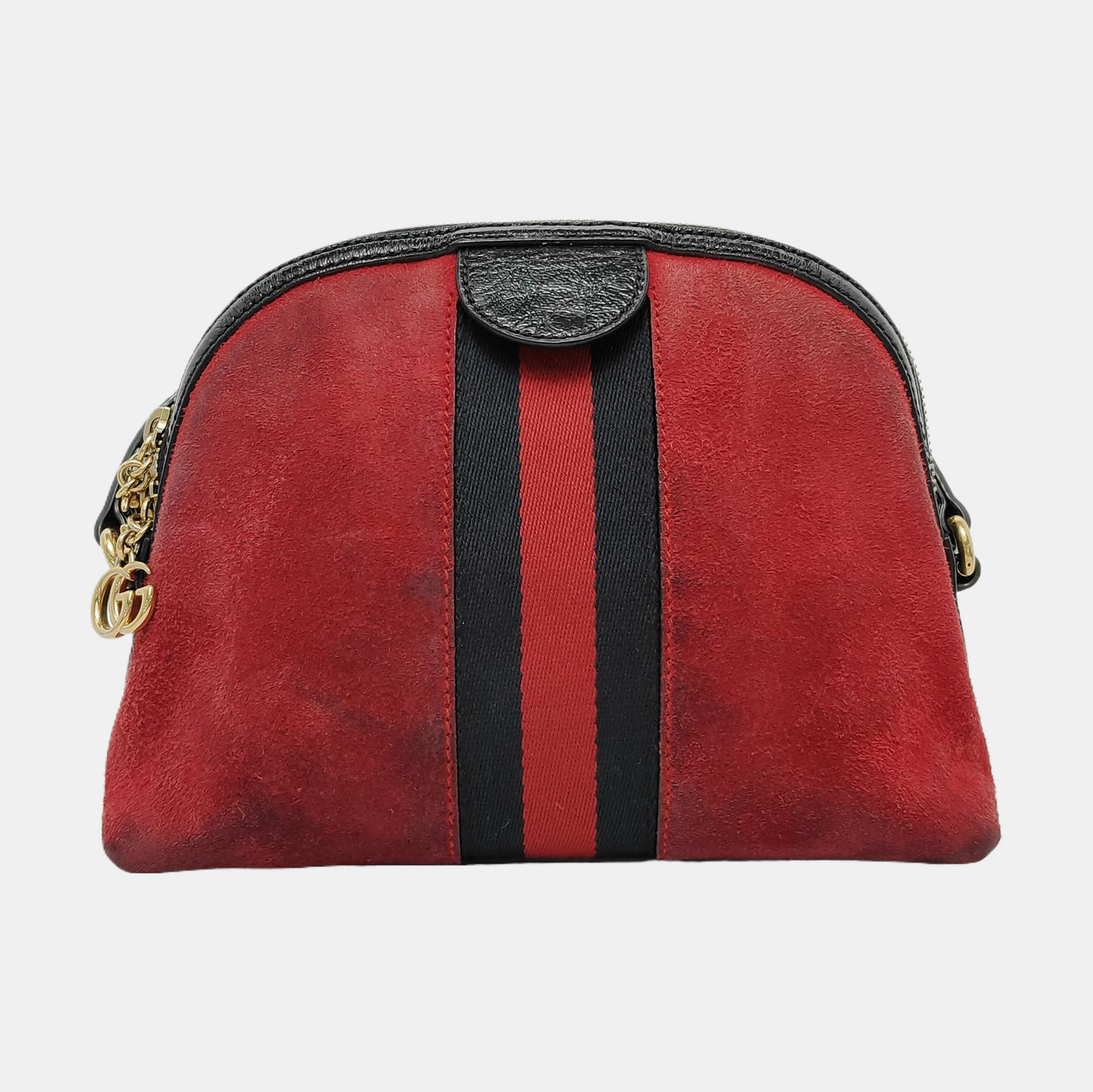 GUCCI Ophidia Small size Pink suede leather striped ribbon single shoulder bag Golden hardware-(SKU)-952555728