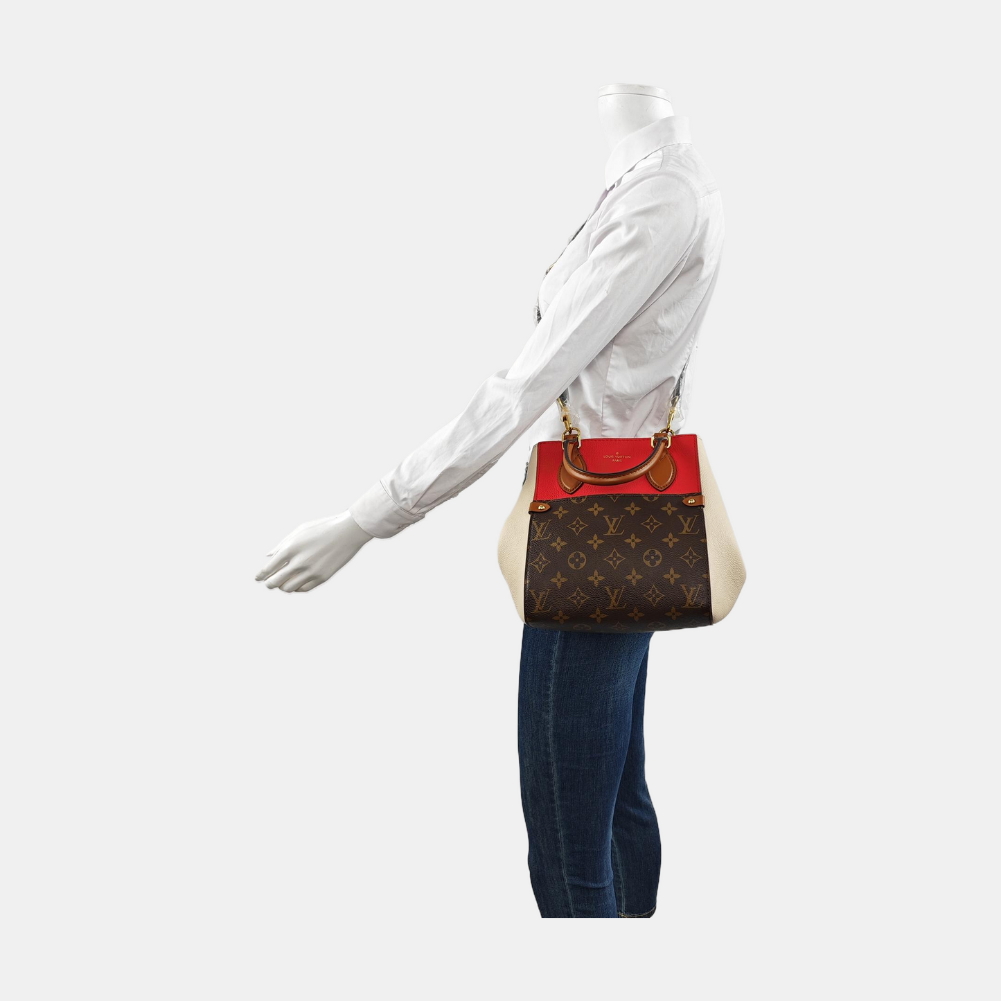 LOUIS VUITTON FOLD Small Brown Coated Canvas Vintage Shoulder Bag Tote Bag Crossbody Bag Gold Hardware Removable Strap-(SKU)-952288780