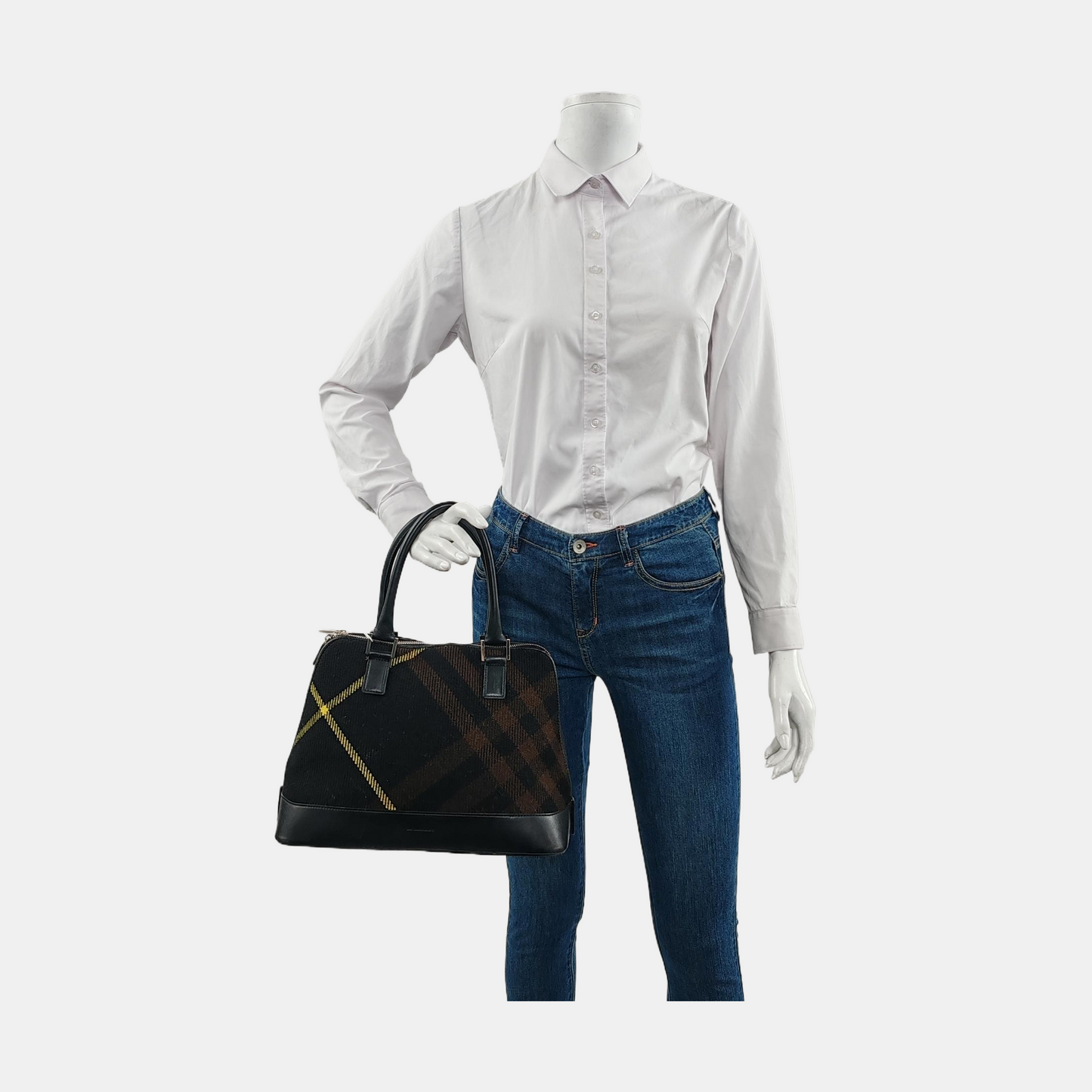 BURBERRY Tote bag Black fabric handbag Silver Hardware-(SKU)-952336388